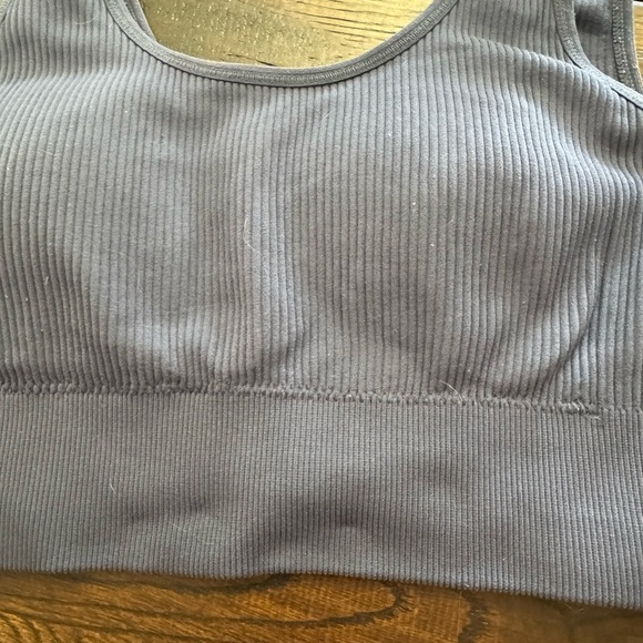 Aerie Coastal Blue Ribbed Sports Bra Bralette Size L - Picture 2 of 8